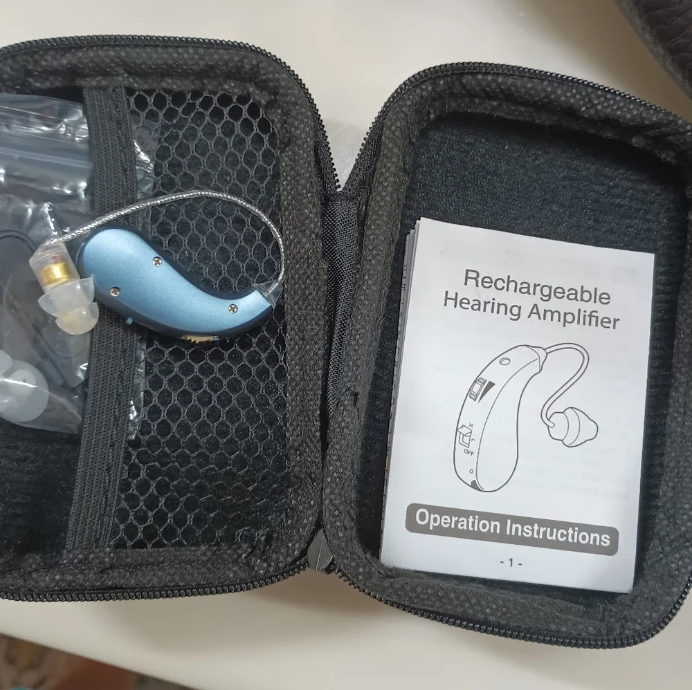 Sleek Blue Hearing Amplifier